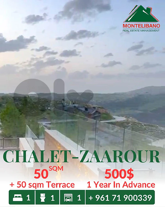 50 sqm Chalet For Rent in Zaarour زعرور with 50 sqm Terrace