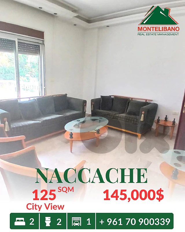 125 sqm Apartment For Sale in Naccache نقاش With City View