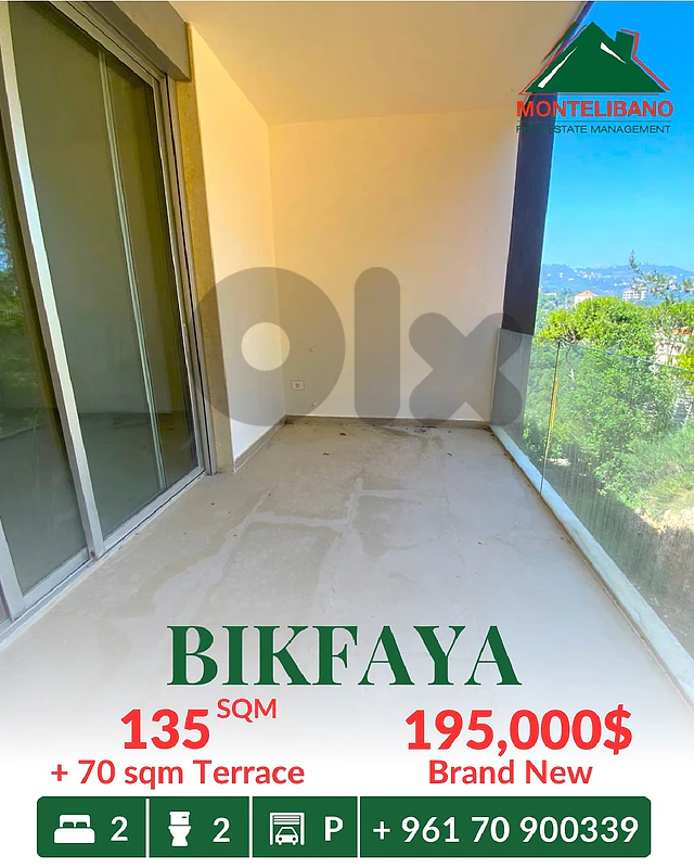 135 sqm Apartment For Sale in Bikfaya بكفيا with 70 sqm Terrace