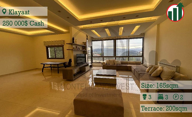 Fully Furnished Apartment For Sale in Klayaat with Private Terrace!!