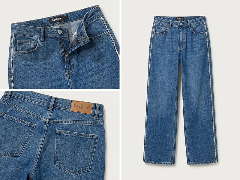 Desigual Women's Wide-Leg Jeans with Seam Embellishments (Brand New)
