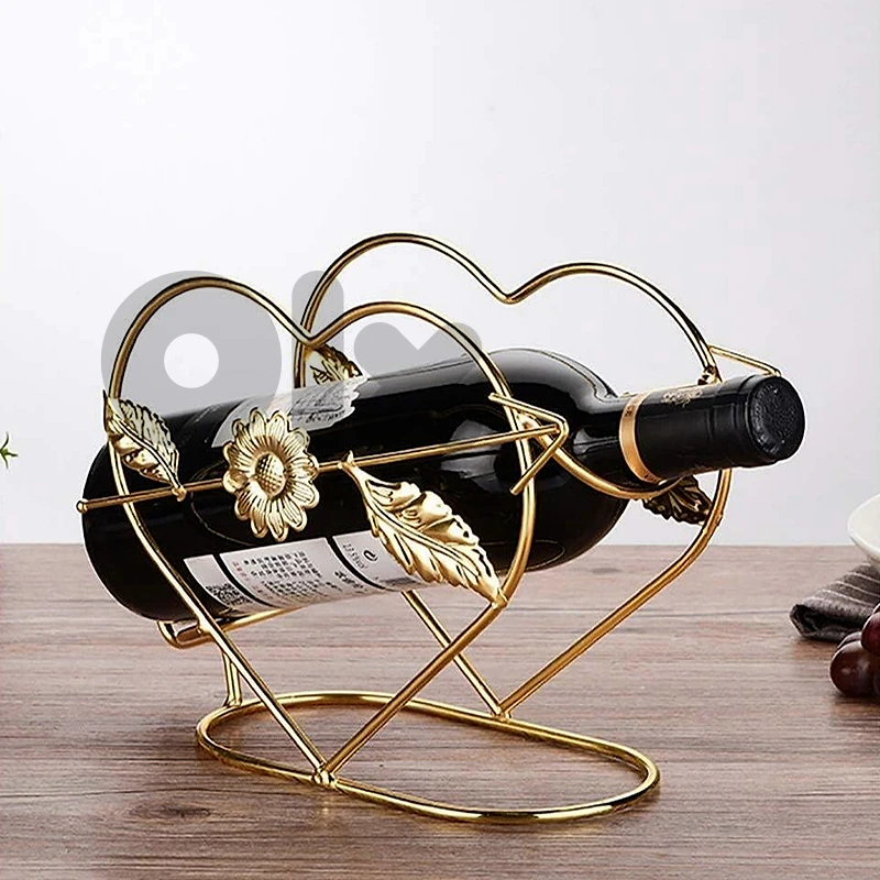 Golden Cupid Wine Rack — Heart-Shaped Wine Bottle Holder