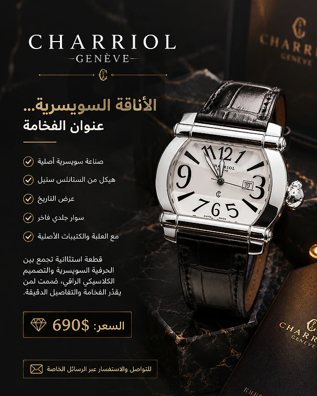 ساعة CHARRIOL GENÈVE السويسرية الأصلية