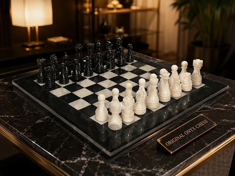 Original Natural Onyx Chess Table 40×40cm