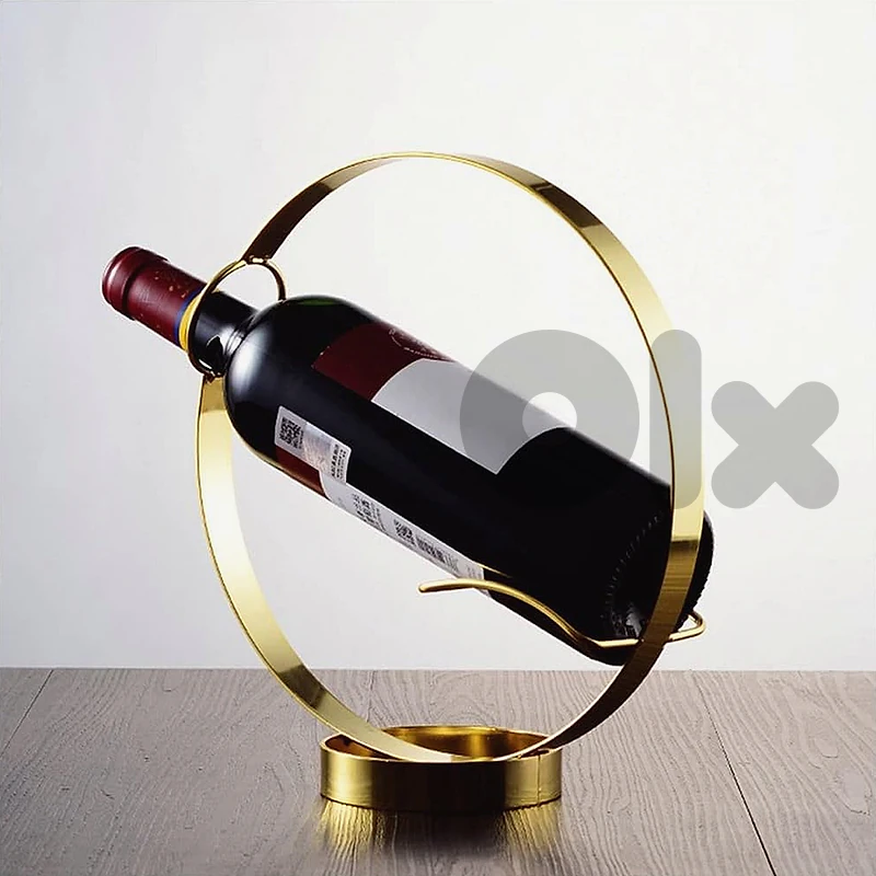 Round Wine Bottle Holder – Minimalist Gold Rack for Wine Lovers