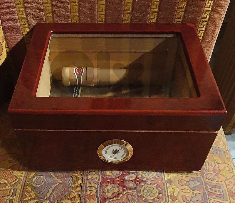 humidor box uper glass original & cigar tool