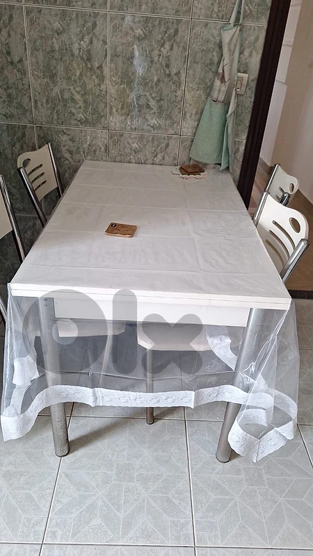 Dining Table with 4 Chairs Wood & Stainless Steel
