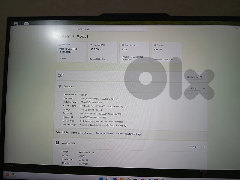 Lenovo Legion 5 / RTX 4070 8G/ 32 Ram / 2T Nvme Lenovo Legion 5 / RTX 4070 8G/ 32 Ram / 2T Nvme