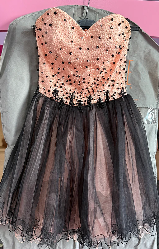 short pink and black dress