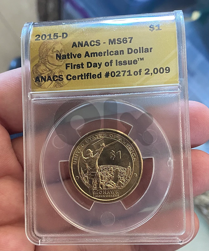 عملة ١$ اميركي سنة ٢٠١٥ مشهد MS67 ANACS اول يوم اصدار