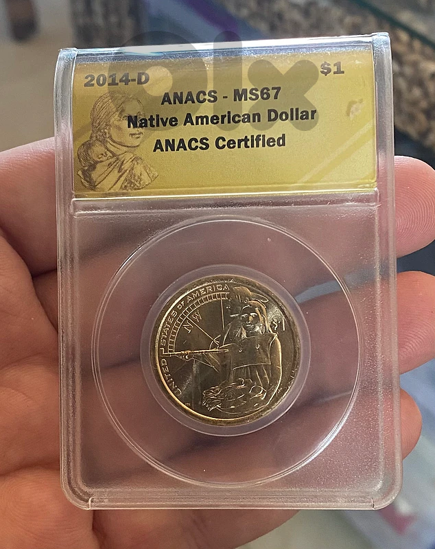 عملة واحد دولار اميركي سنة ٢٠١٤ مشهد ANACS MS67 انسر