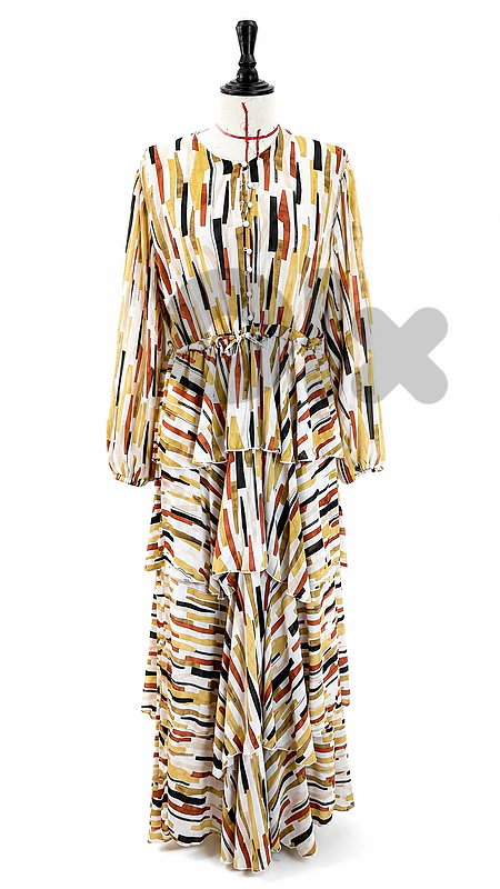 Beige with multicolor lines dress