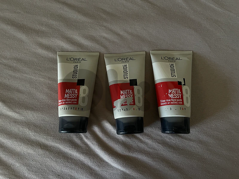 Hair products: hair gel, hair spray and matt clay