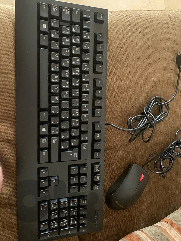 Lenovo Wired Keyboard and Mouse Combo - English/Arabic Layout (USB)