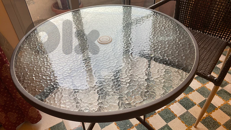 Outdoor Seating Table with Glass (High Quality) + 2 Chairs for Free