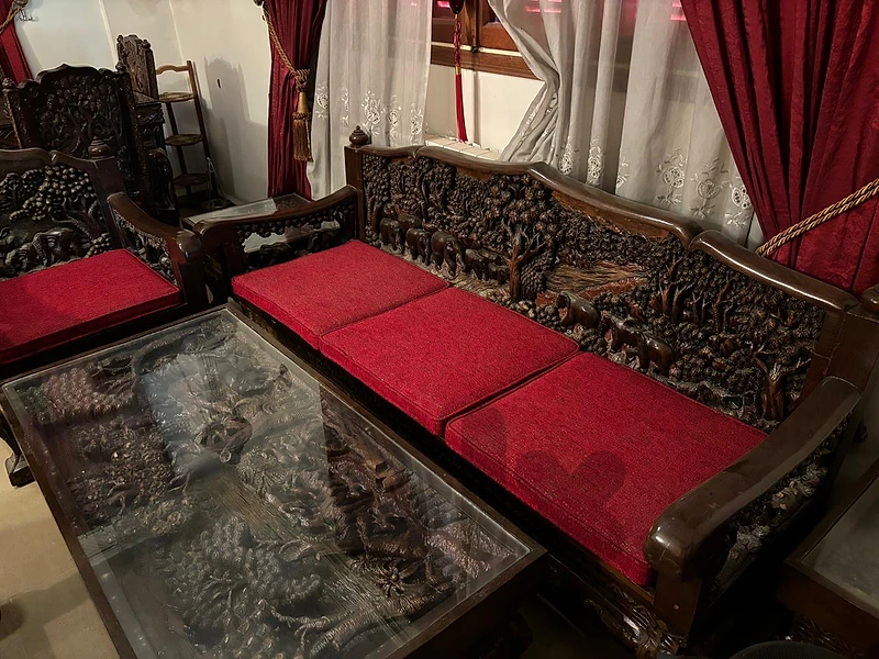 50 Years old handmade tikwood living and dining room