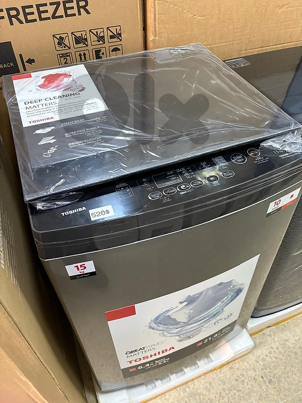 Washer TOSHIBA 15kg Inverter غسالة توشيبا باب علوي كفالة شركة