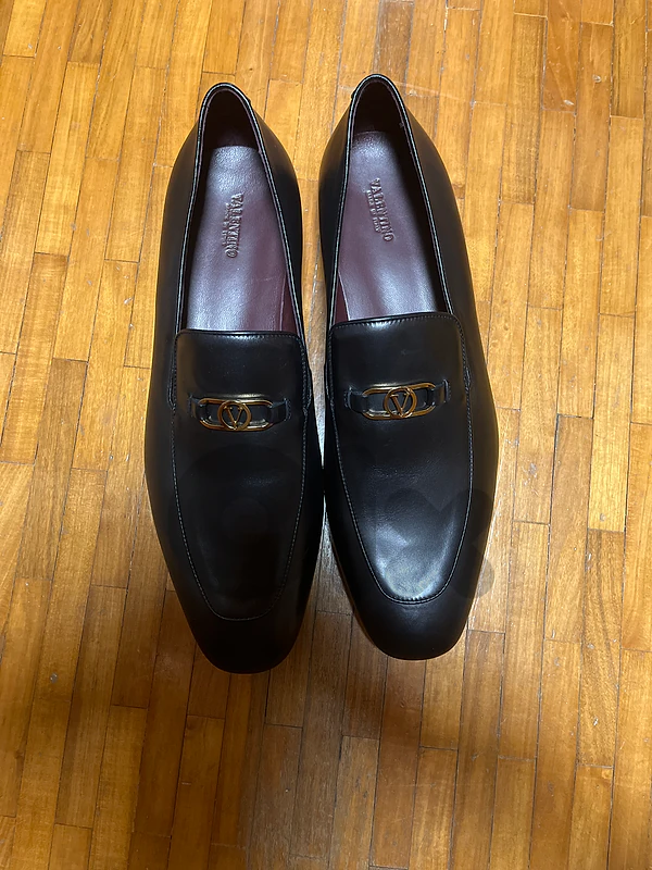 Valentino Black Leather Loafers – New, No Box