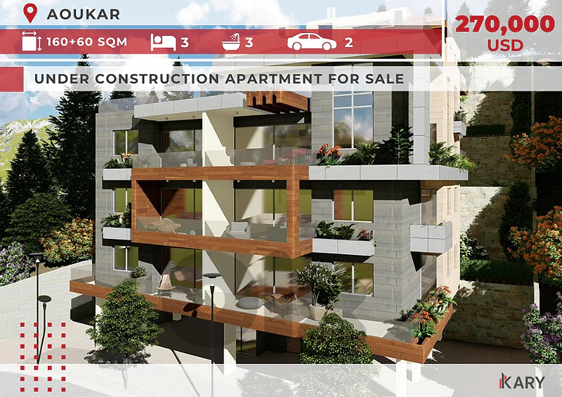 160+60 m2 Under Construction Apartment in Aoukar شقة قيد الإنشاء
