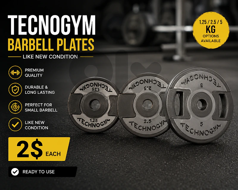 Plate tecnogym like new for small barbell 2$