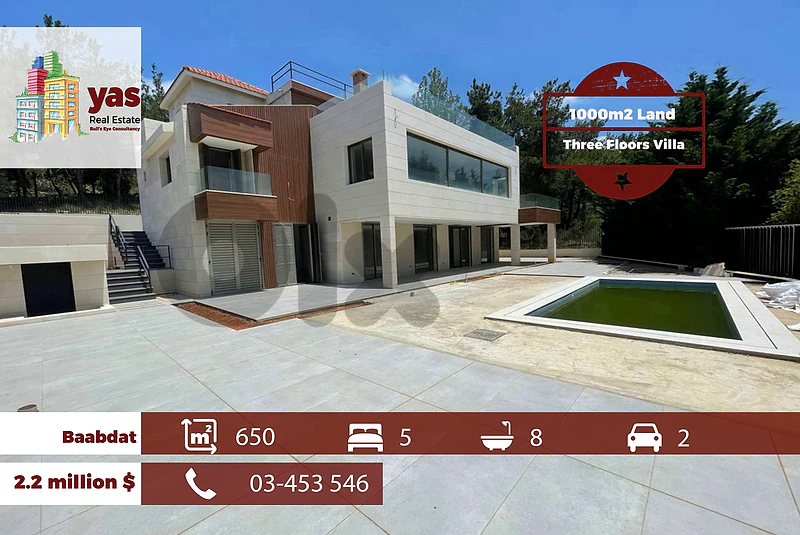 Baabdat 650m2 | 1000m2 Land | Private Pool | Prime Location | TCH Baabdat 650m2 | 1000m2 Land | Private Pool | Prime Location | TCH
