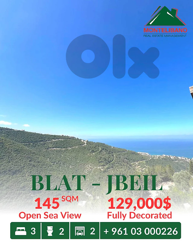 145 sqm Apartment For Sale in Blat بلاط with Open Sea View