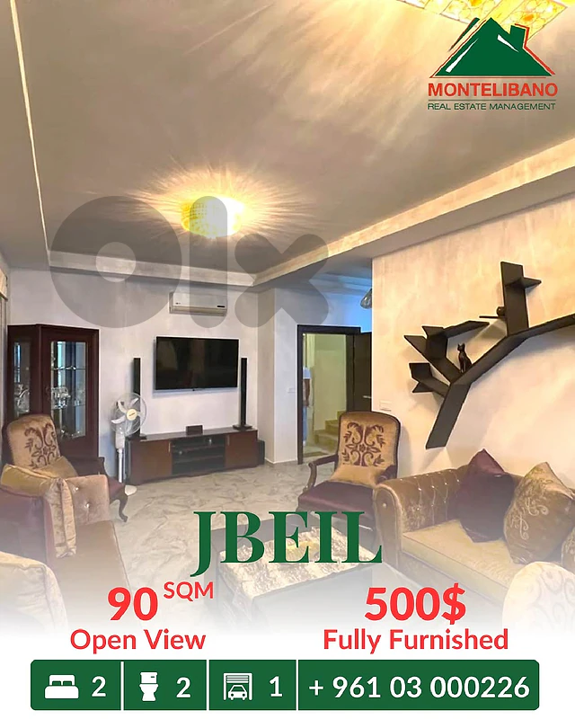90 sqm Apartment For Rent in Jbeil جبيل with Open View
