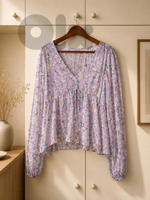 romantic floral blouze in soft lavender