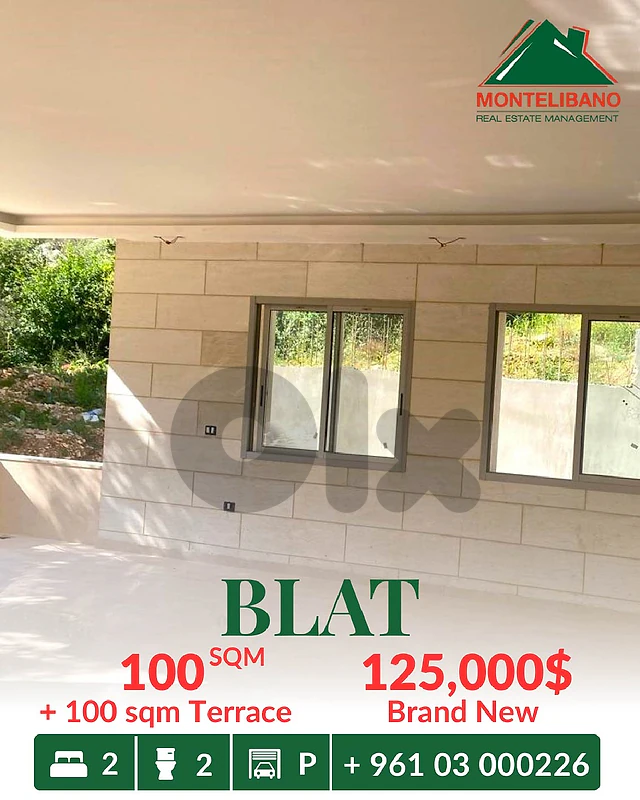 100 sqm Apartment For Sale in Blat بلاط with 100 sqm Terrace