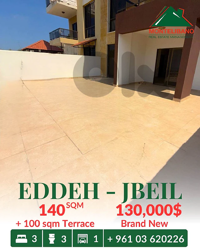140 sqm Apartment For Sale in Eddeh Jbeil إده with 100 sqm Terrace
