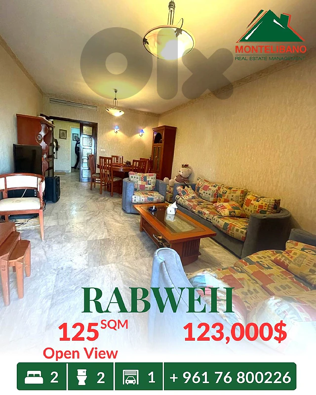 125 sqm Apartment For Sale in Rabweh with Open View