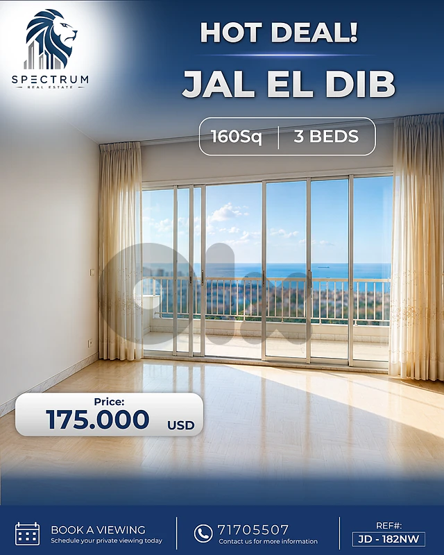 SEA VIEW | 3 BEDS | JAL EL DIB | BALCONY, (JD-182) N.W SEA VIEW | 3 BEDS | JAL EL DIB | BALCONY, (JD-182) N.W