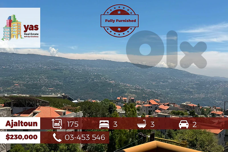 Ajaltoun 175m2 | Fully Furnished | Panoramic View | Prime LocatIon|WA