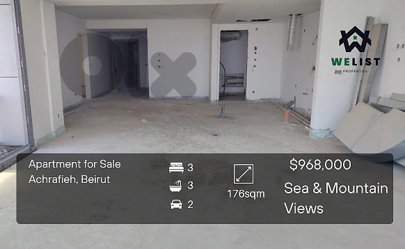 176 sqm Apartment for sale in Achrafieh, Beirut