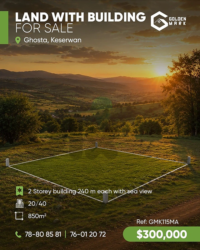 GMK115MA -  Land with Building  For Sale in Ghosta -أرض مع مبنى