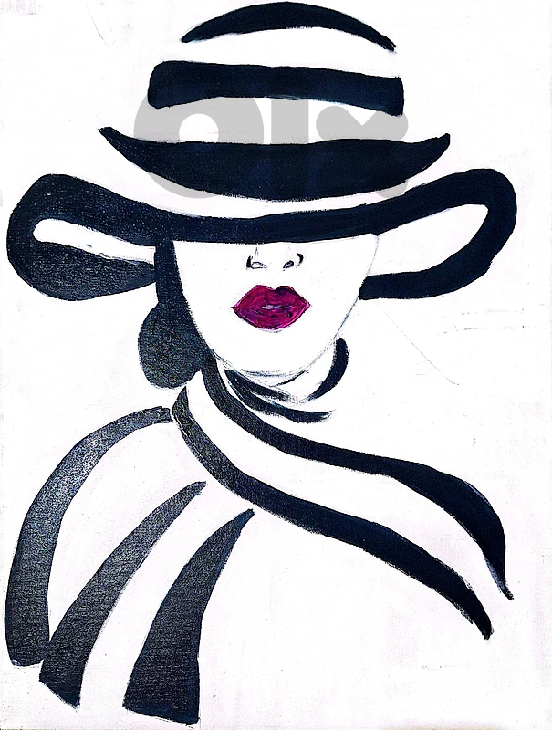 Black & White Fashion Lady – Original Modern Canvas Art