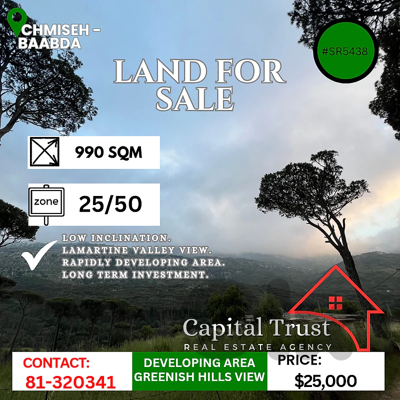 Land For Sale In Chmiseh (investment) ارض للبيع في الشميسة