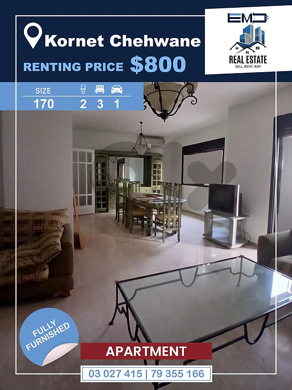 Fully Furnished Apartment for Rent in KORNET CHEHWANE