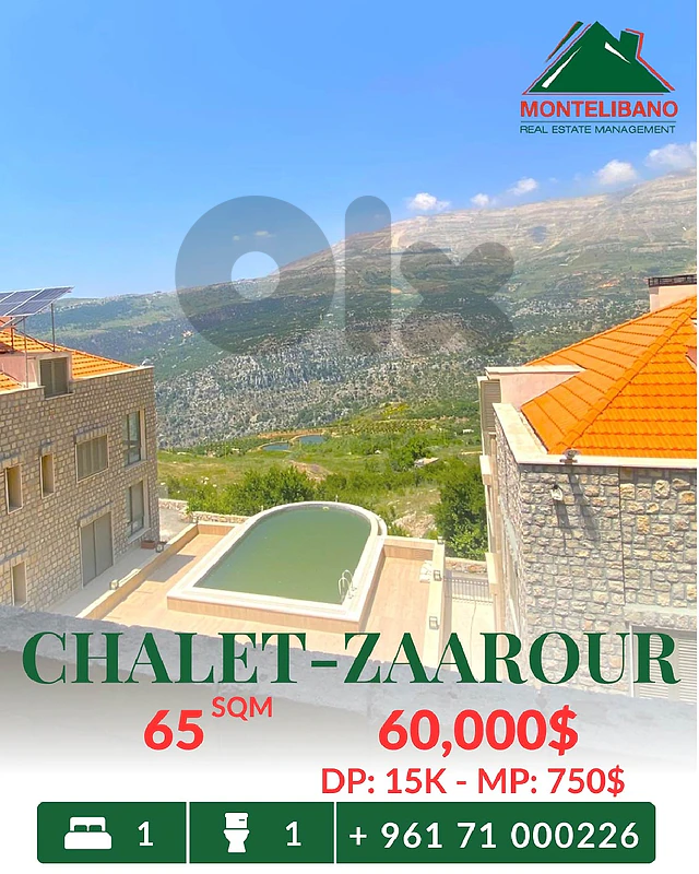 65 sqm Chalet For Sale in Zaarour زعرور with Pool Access