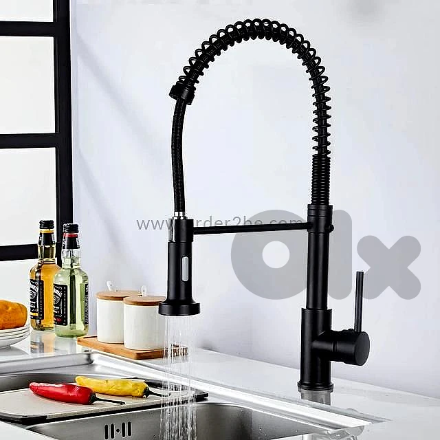 Matte Black Spring Kitchen Mixer Tap
