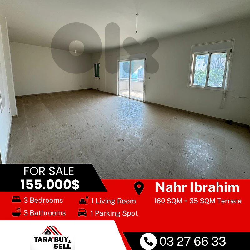 Apartment 160m in nahr ibrahimشقة للبيع 160م في نهر ابراهيم