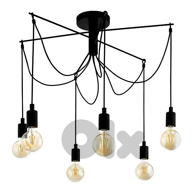 EGLO Musara Pendant Light – Industrial Black Steel 6-Bulb Dining Lamp