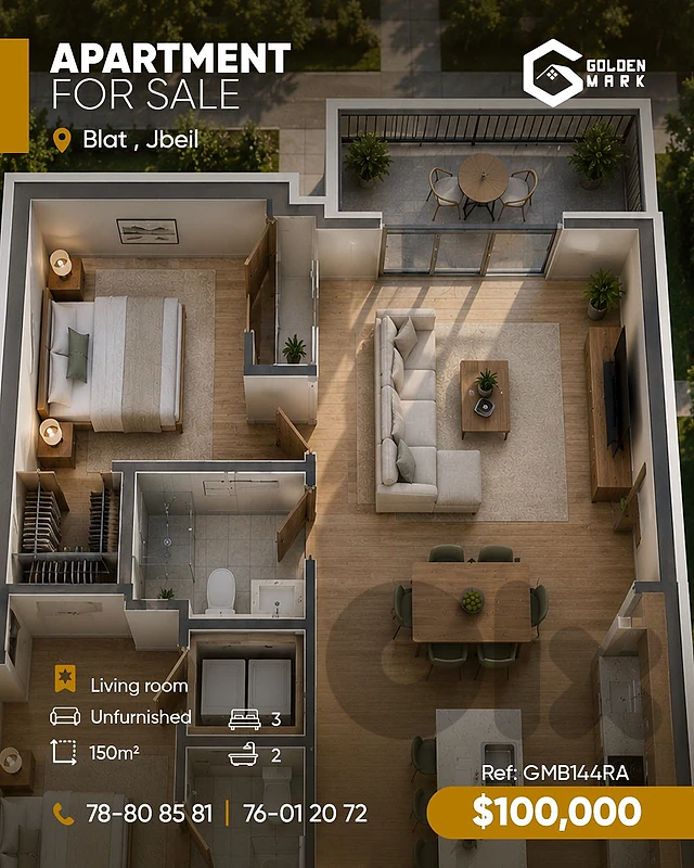 GMB144RA - Apartment For Sale In Blat - شقة للبيع في بلاط GMB144RA - Apartment For Sale In Blat - شقة للبيع في بلاط