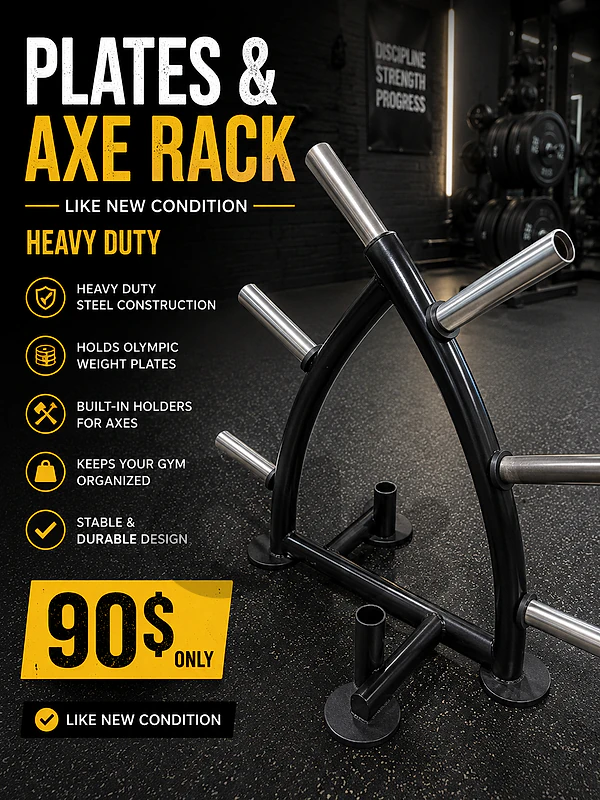 Plates and axe rack like new heavy duty 90$