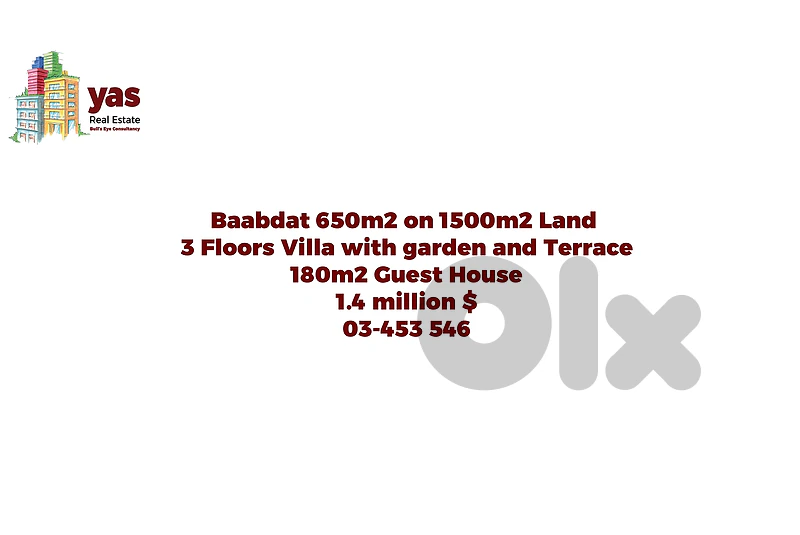 Baabdat 650m2 | 1000m2 Land | Garden/Terrace | Three Floors Villa | TC