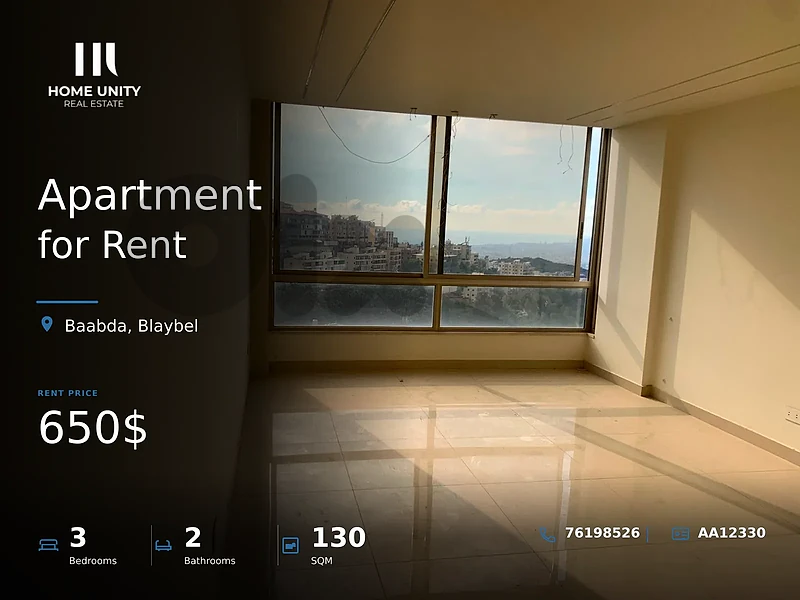 3-bedroom apartment for rent in Blaybel, Baabda