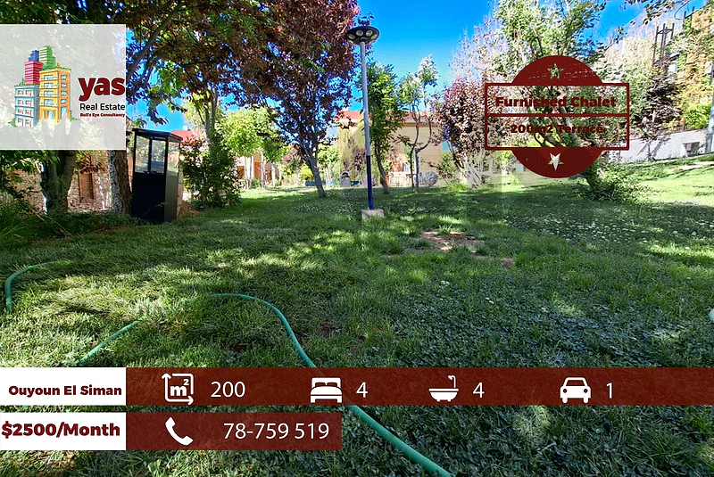 Ouyoun El Siman 200m2 | 200m2 Terrace | Furnished Chalet | KH