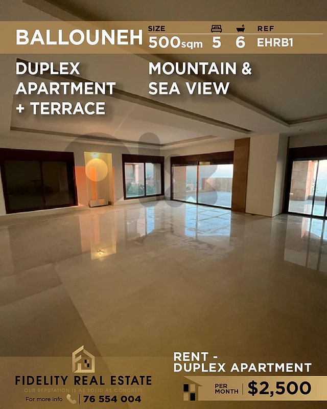 Apartment duplex rent Ballouneh EHRB1 شقة دوبلكس  للإيجار في بلونة