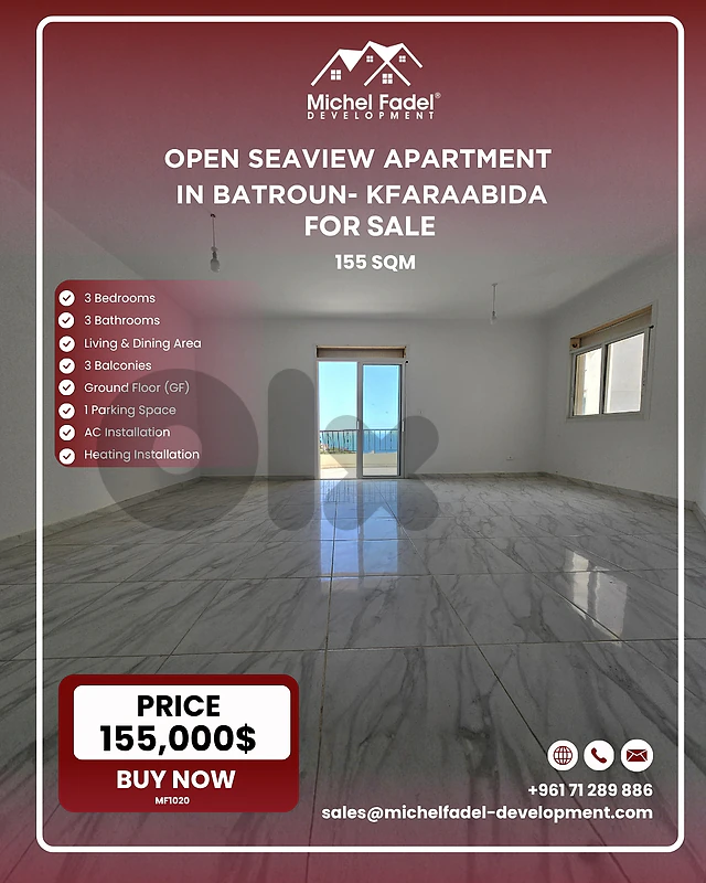 MF1020-Open Seaview Apartment for Sale in Kfaraabida – Batroun
