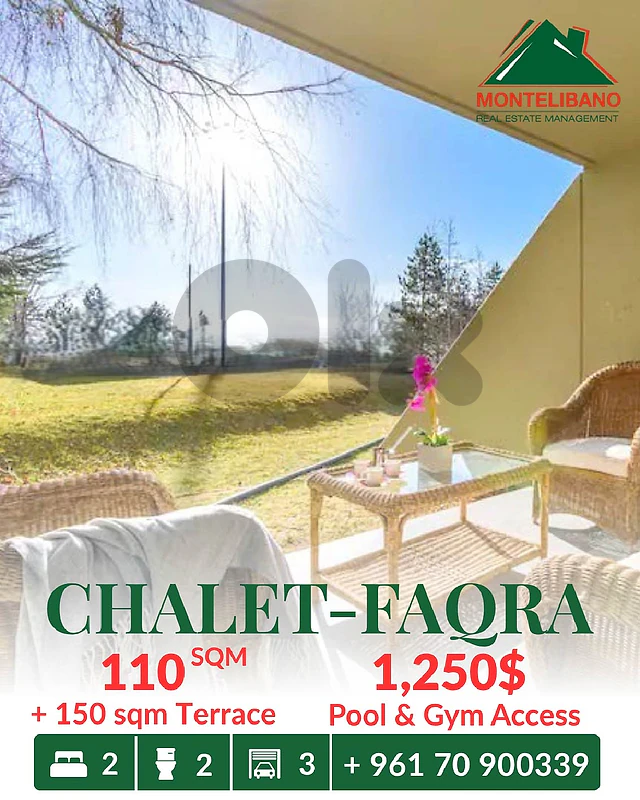 110 sqm Chalet For Rent in Faqra فقرا with Pool & Gym Access